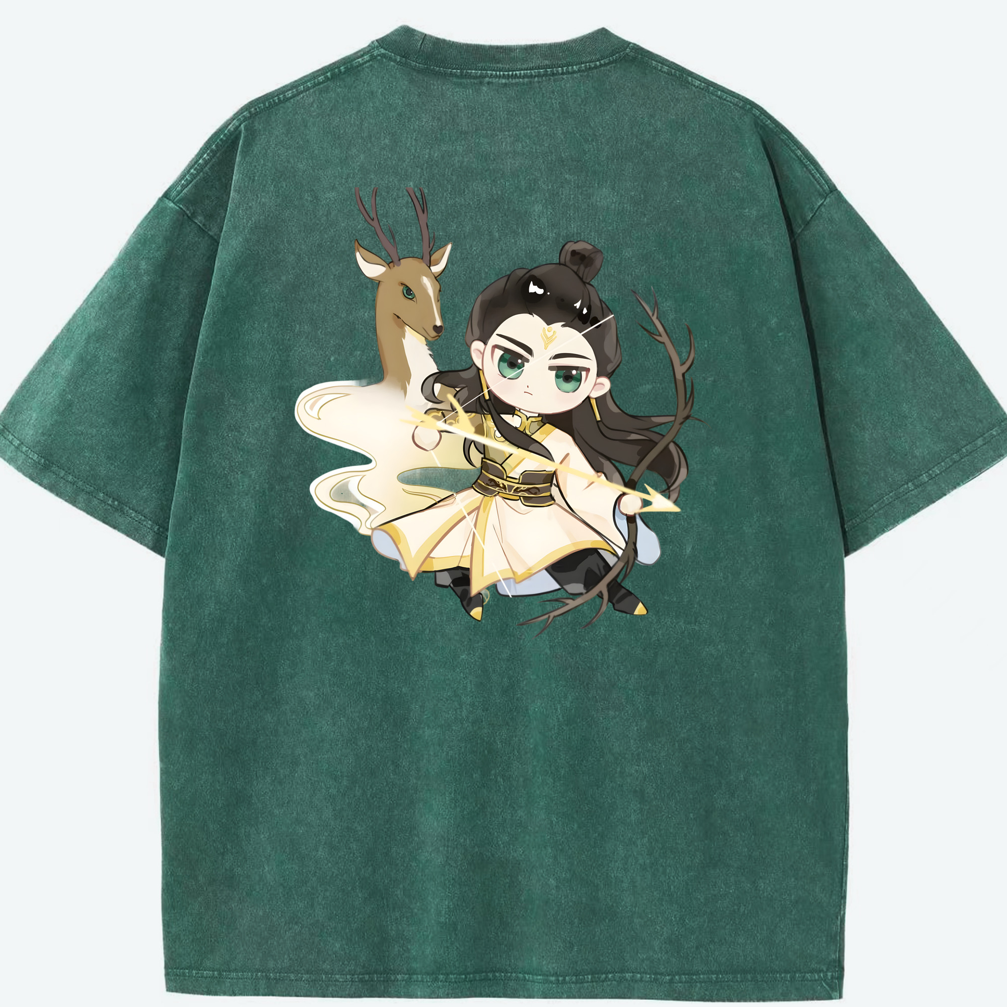 （画像用） Ne Zha 2 ナタ 魔童の大暴れ 綿100% ヴィンテージ風 半袖Tシャツ（背面プリント）